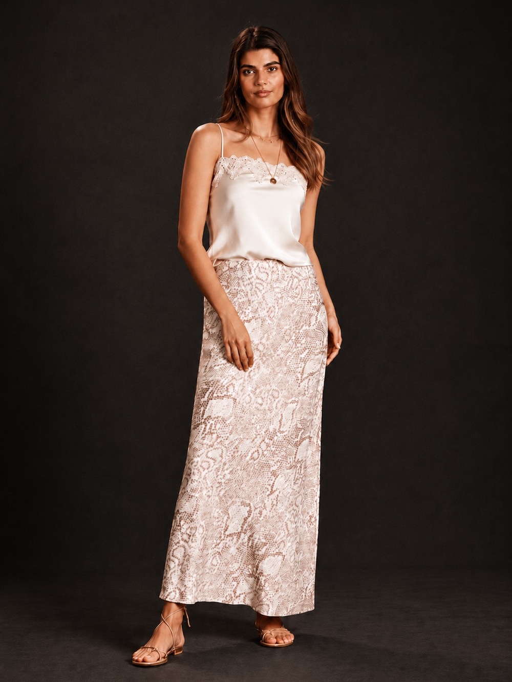by Anthropologie Satin Snake Print Tilda Maxi Skirt New With Tags XXSmall